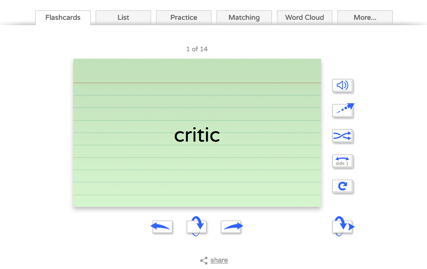 Flashcard Activity page